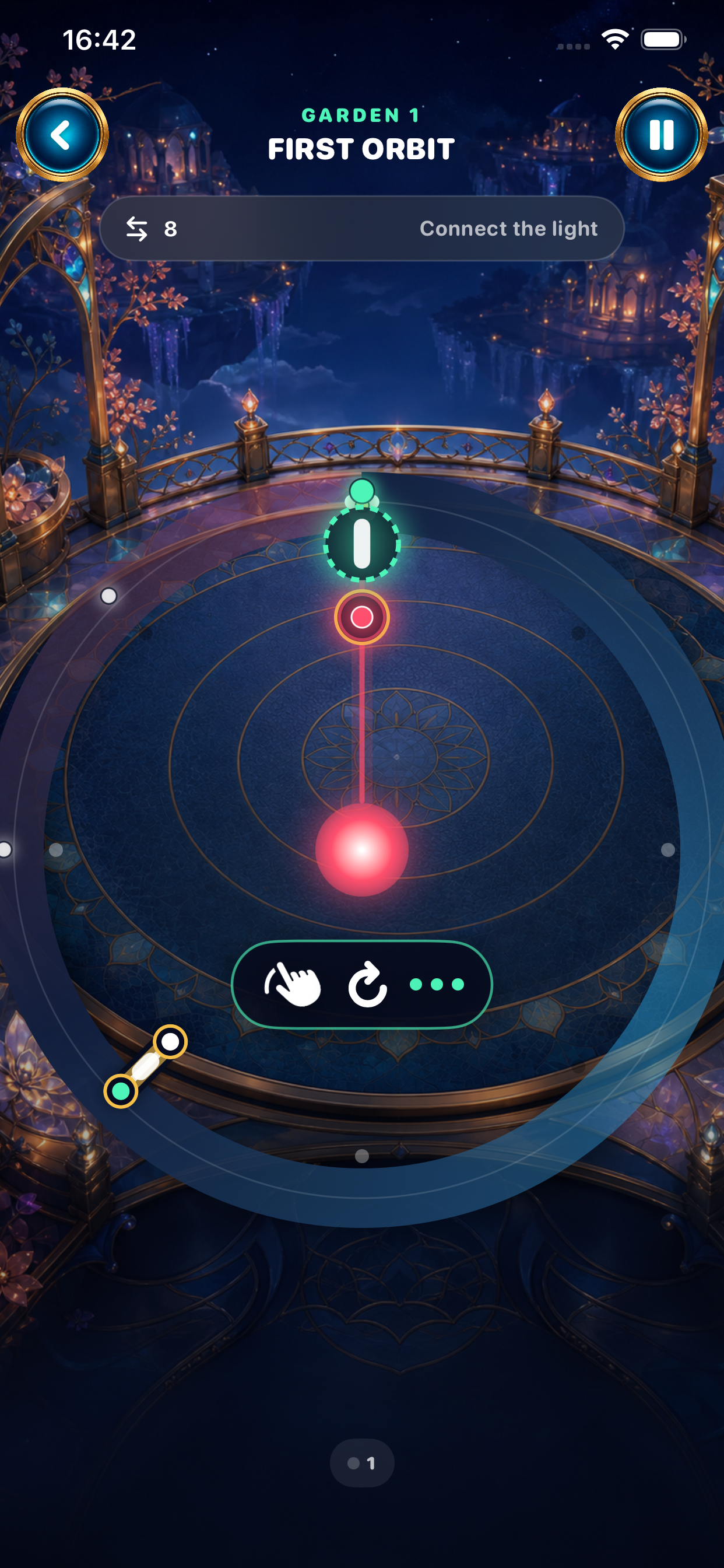 The first garden teaching the player to connect light